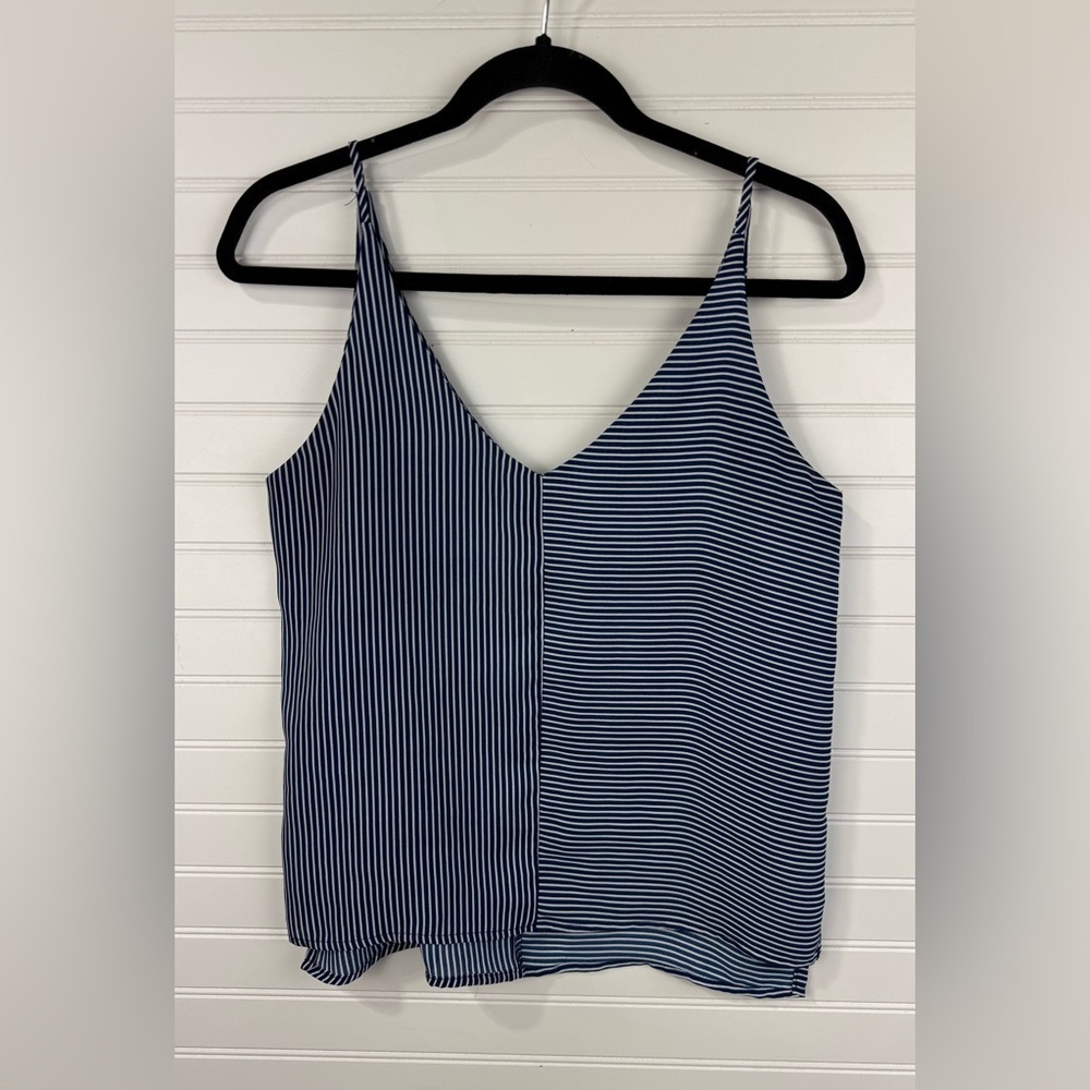 BP women’s Navy and White contrasting Striped strappy Camisole tank. Size Small